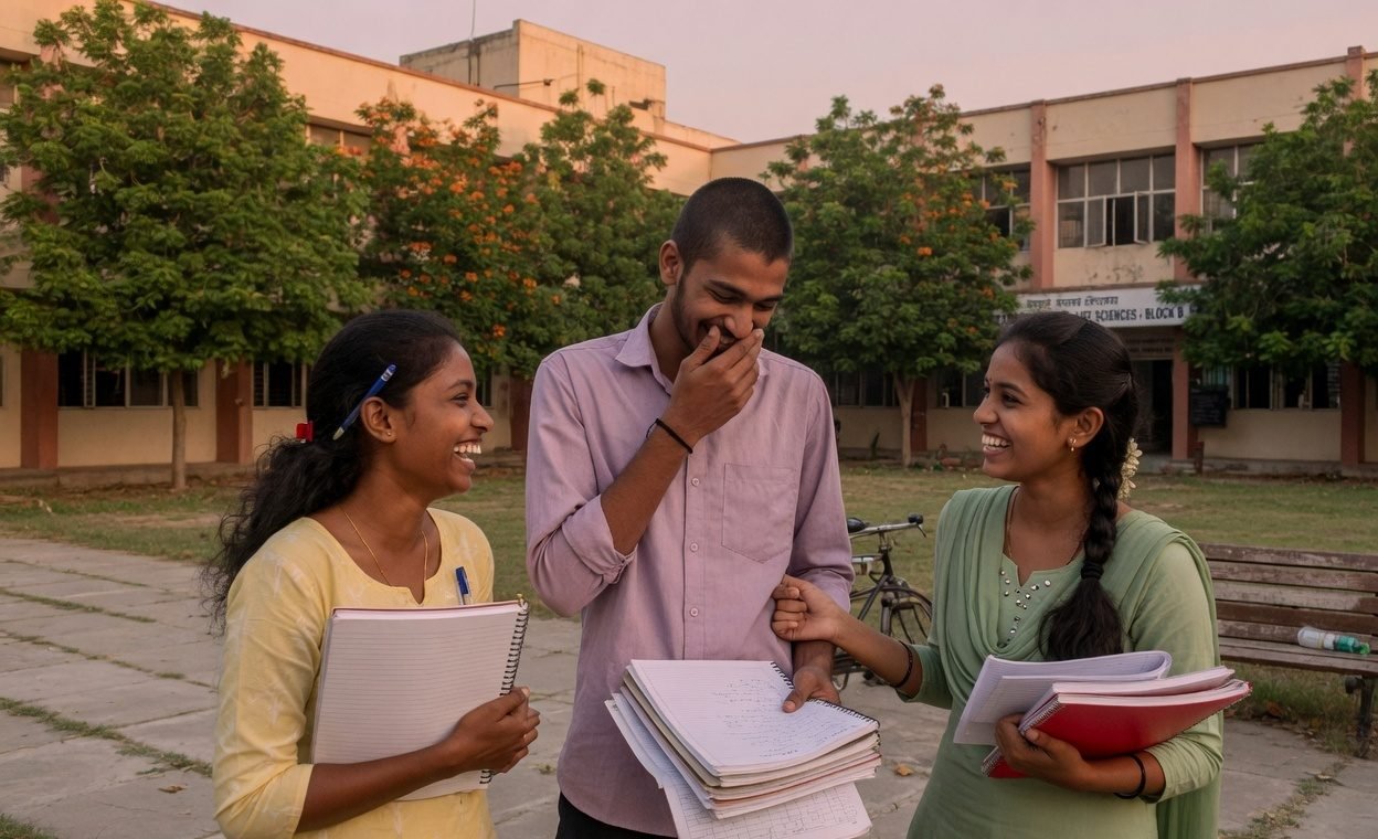 Students celebrating together on campus